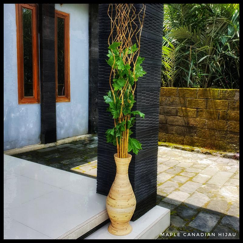 10 Batang Bambu Ulir Natural Variasi Daun  (Tidak Termasuk Vas/Pot) 0