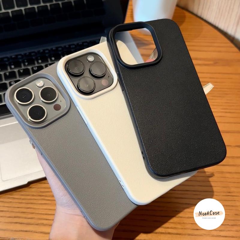 Ốp Lưng Ip Cho IPhone 16 11 13 17 15 14 12 Pro Max 7 16 8 15 Plus XR X XS Max Air Ốp Điện Thoại Thiết Kế Đơn Giản Thời Trang Màu Trơn Trang Nhã Chất Liệu Giả Da.