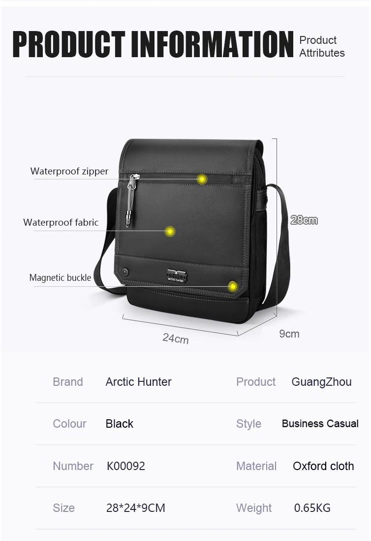 Product Introduction of Túi đeo chéo, đeo hông nam Arctic Hunter K00092 chất liệu Oxford chống thấm nước, thiết kế nhiều ngăn tiện dụng Bag Đeo Vai 0