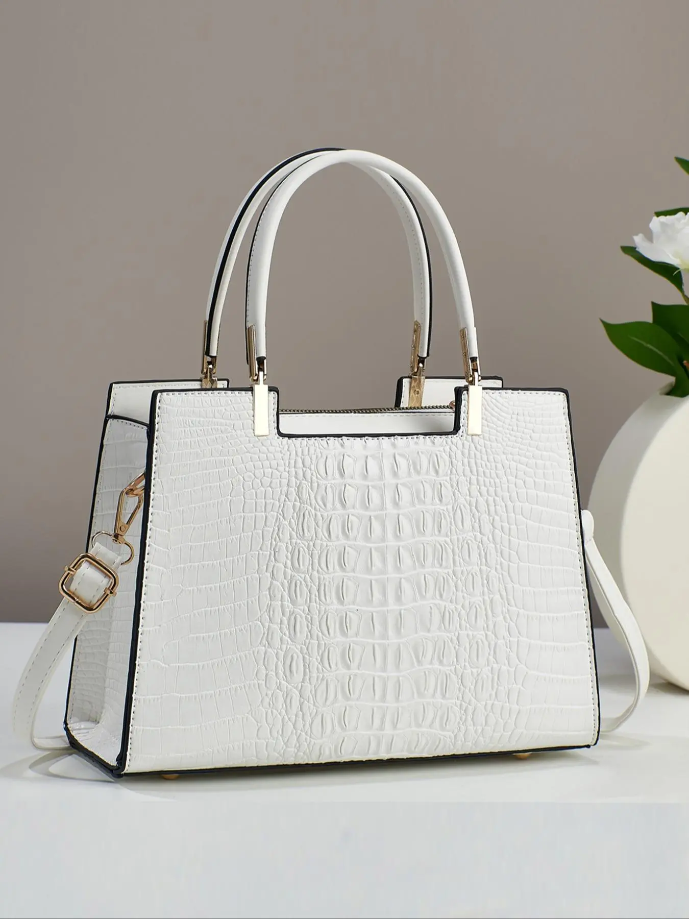 Women's Elegant Embossed Purse Handbag, Fashionable Large Capacity Shoulder Bag for Daily Used, Casual Trendy Versatile High-quality Daily Commuting Bag