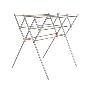 Jemuran Pakaian Baju Handuk Stainless Lurus Dapat dilipat