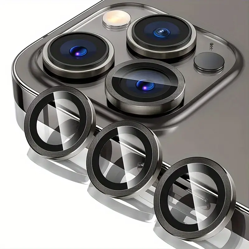 CD Black Camera Len Protector 9H Tempered Glass Scratch Resistant Glitter Shiny Lens Protecor for IPhone 14 Pro Max for IPhone 13 Pro Max/ 12 Pro Max/iPhone 15 Pro for IPhone 11 Pro Max/iphone 15 Pro for IPhone 14 Pro/13/13 Plus/13 Mini
