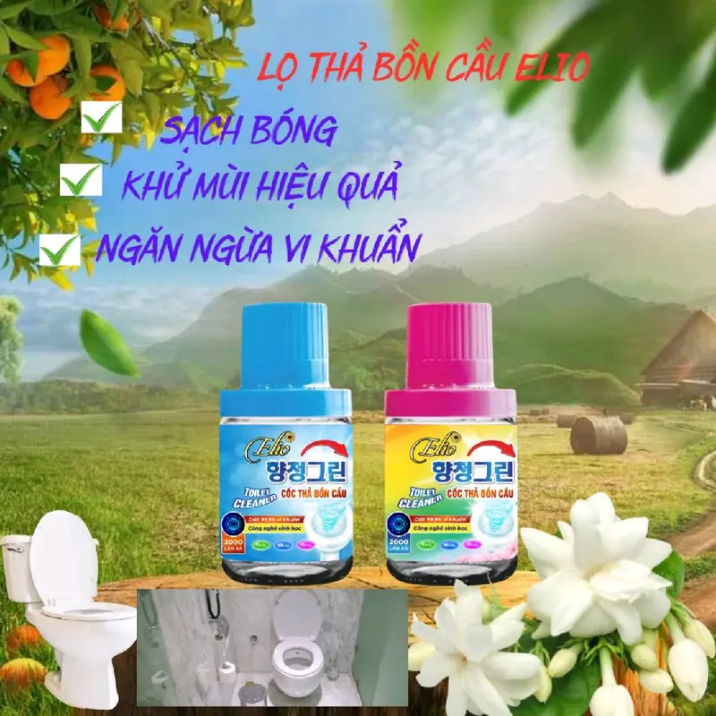 Cốc thả bồn cầu elio giúp khử mùi nhanh, sạch, diệt vi khuẩn,công nghệ sinh học có mùi thơm dễ chịu. 0