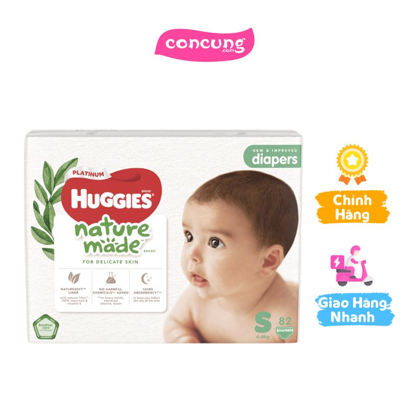 Bỉm tã dán Huggies Platinum Nature Made size S 82 miếng 4-8kg