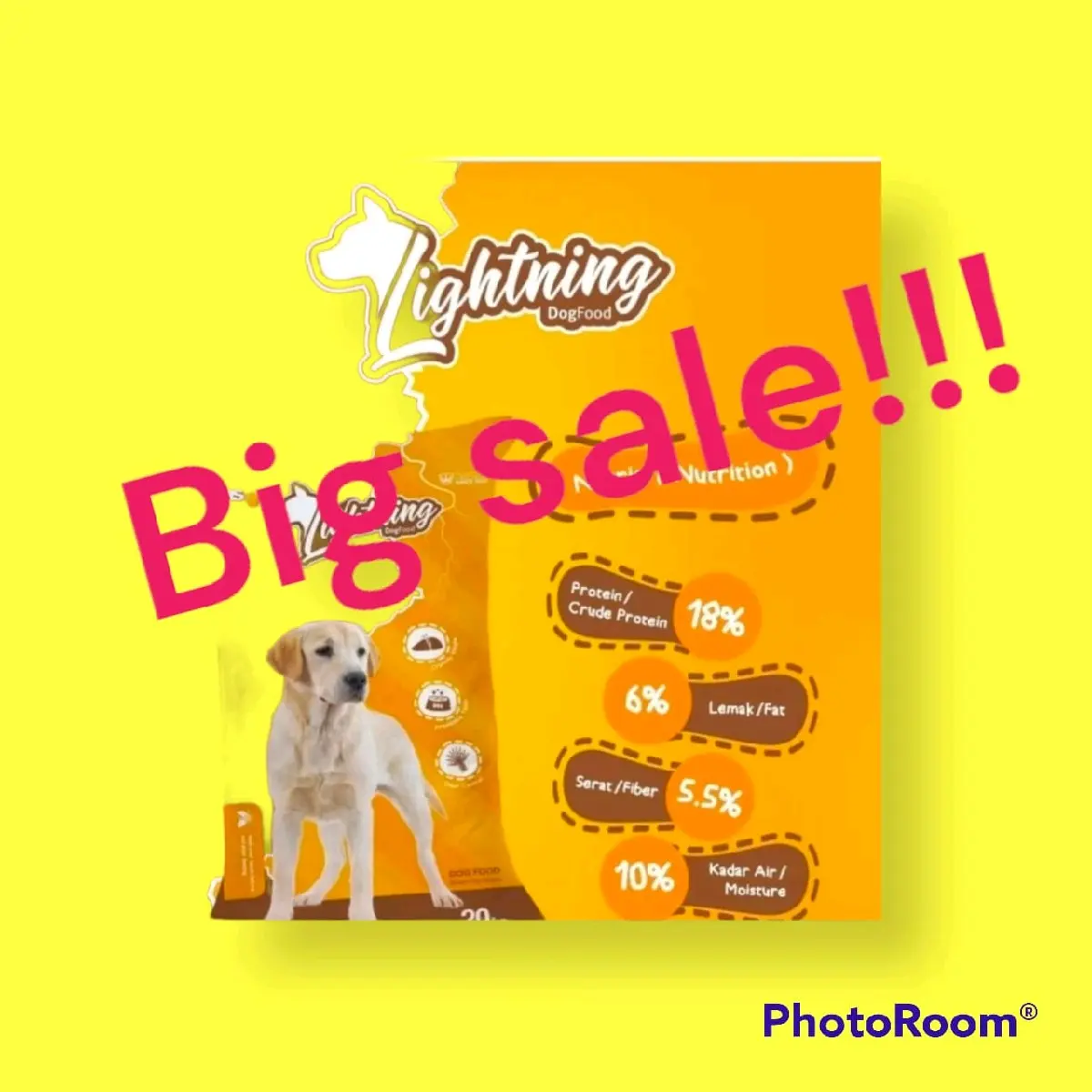 DOG FOOD LIGHTNING MAKANAN ANJING 800grm MURAH