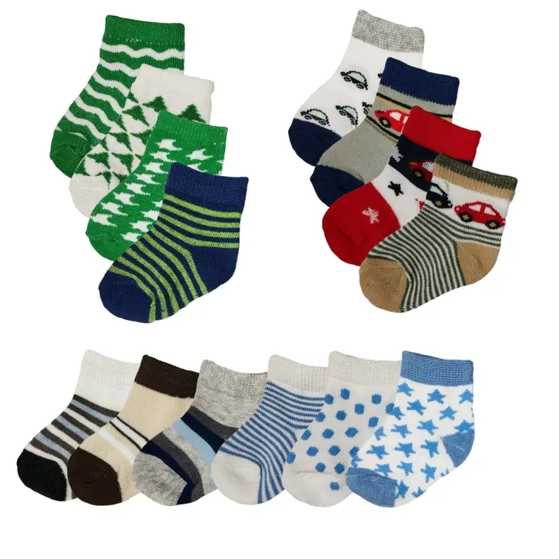 12 pasang Kaos kaki Bayi motif Lucu Cewek & laki laki Bahan katun nyaman 0
