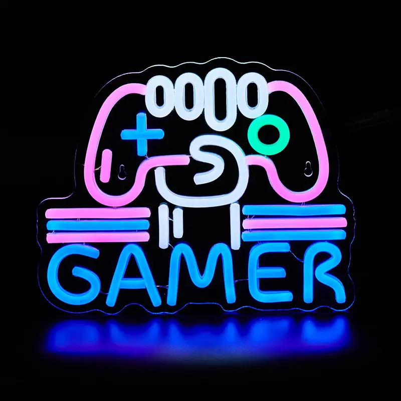 Game Controller Shaped Neon Sign, USB Powered Neon Light, Novelty Lighting for Gaming Room Game Zone Decoration, Home Decor 2