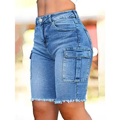 Plus Size Jean Shorts Women's Bermuda Denim Shorts High Waisted