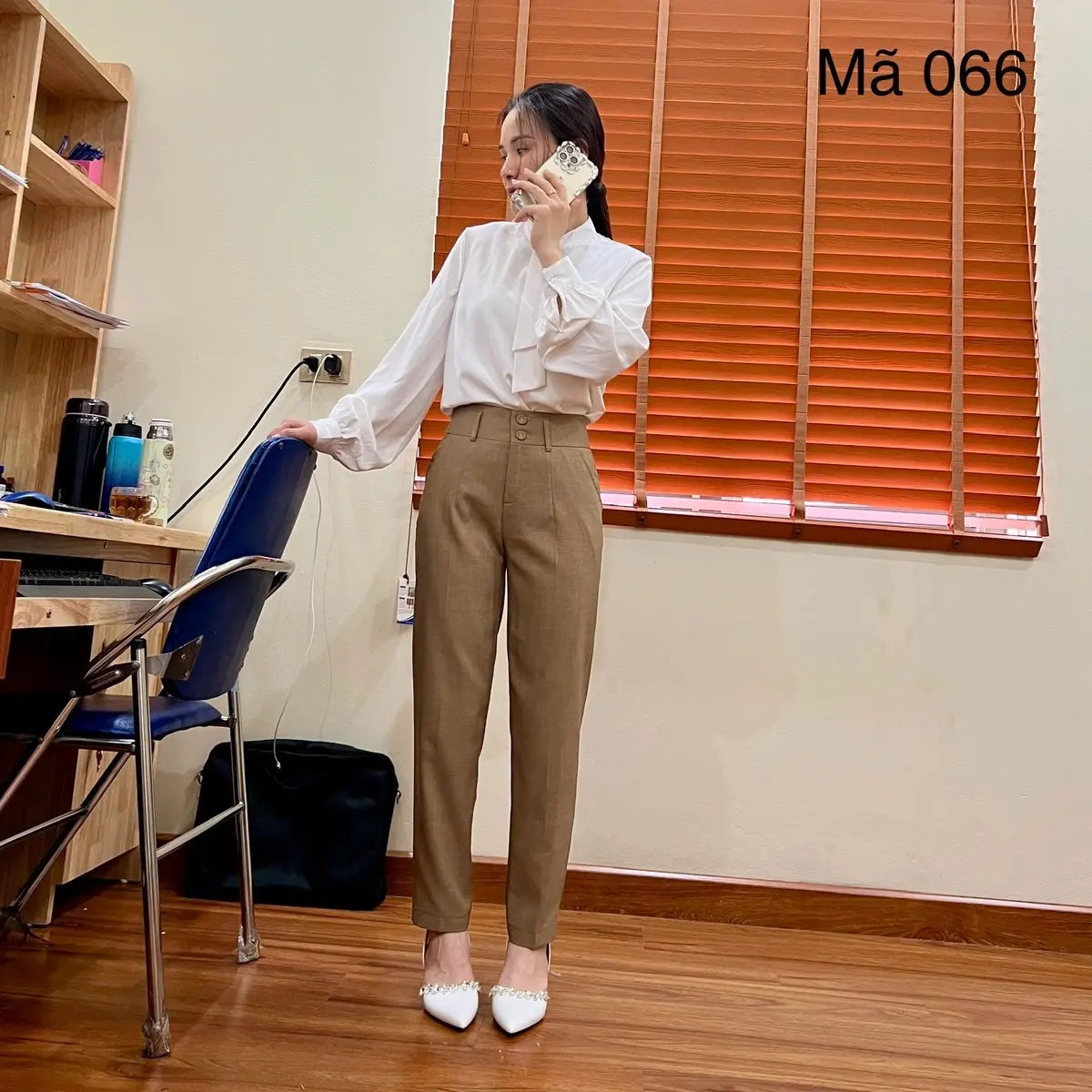 Quần âu dáng baggy mã 066 chất xước lạnh mềm mỏng nhẹ và mát thanh lịch cho nữ. THÀNH NAM