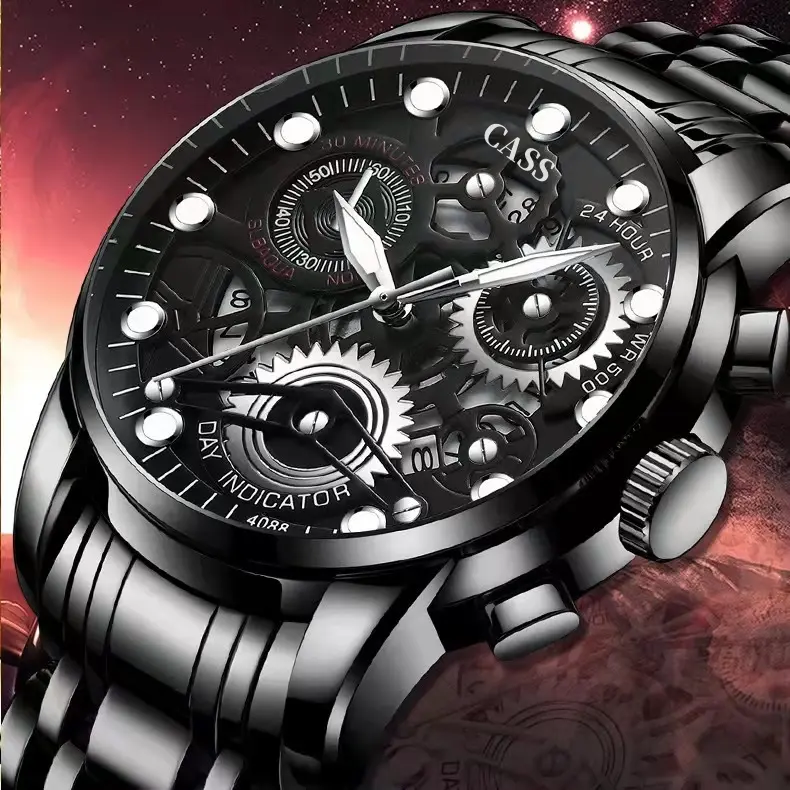 JAM TANGAN PRIA IMPORT 2024 NEW CASS MEN'S WATCH FASHION HOLLOW BUSINESS WATCH TREN WATERPROOF NIGHT LIGHT LUMINOUS QUARTZ QUARTZ SEGOOD WATCHES 6