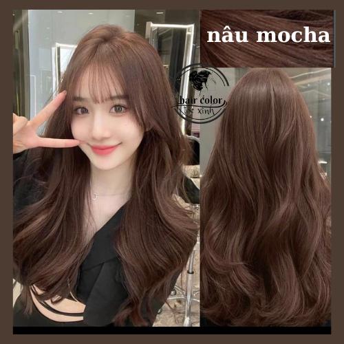 Thuốc nhuộm tóc màu NÂU MOCHA, thuốc nhuộm tóc tại nhà tặng kèm oxy và găng tay