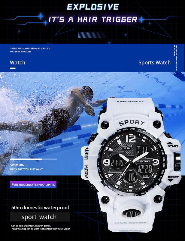 Product Introduction of MSTIANQ Men's Youth Original ElectronicWatch High School Student Trend Hand Clock SportsWaterproof Luminous Red Digital Wristwat 5
