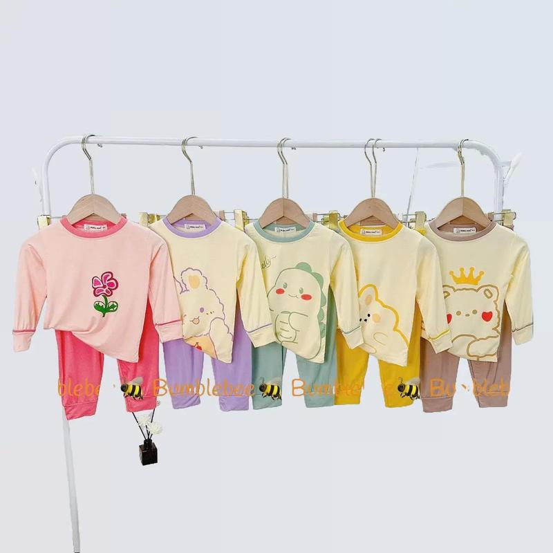 Bộ quần áo Dài Tay thun lạnh 6-16kg, mềm mại, dài tay thu đông họa tiết bé trai, bé gái - P81