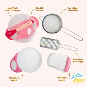 LS 6in1 Feeding Set Baby Food Maker Penghalus Makanan Bayi Mpasi Set Grinding Bowl Perlengkapan Makan Newborn Baru Lahir Kuning