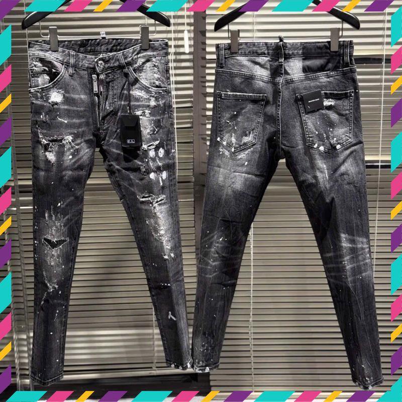 Quần jean nam DS, Q xám rách vá SS bản mới hàng Quảng Châu