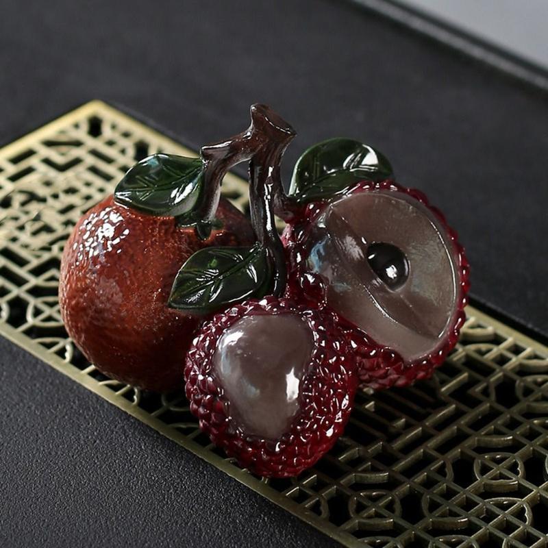 Product Introduction of Exquisite Resin Litchi Orange Tea Pet Color-changing Tea Crafts Tea Figurine Chinese Tea Art Tea Sculpture Home Silicone 7