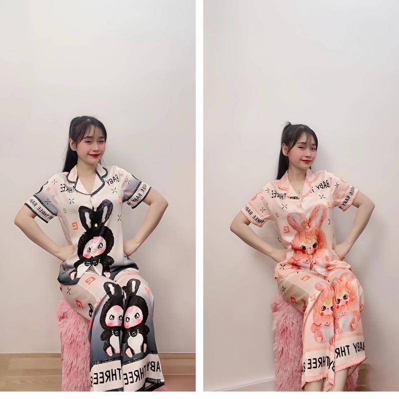 Pyzama TN 42_65kg in BABY Latin cao cấp để thương tay ngắn quần dài phối nẹp - xưởng May Thanh thảo Nữ Women Voi Women Voi Áo