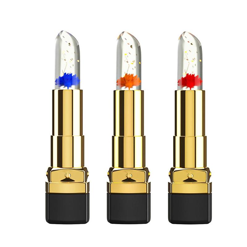 Product Introduction of Lipstik Bunga Jelly Color Mengubah Emas Foil Hydrating / Moisturizing Lip Balm / Lipstik Jelly Crystal Tahan Lama Berubah Warna Color Changing COD 20