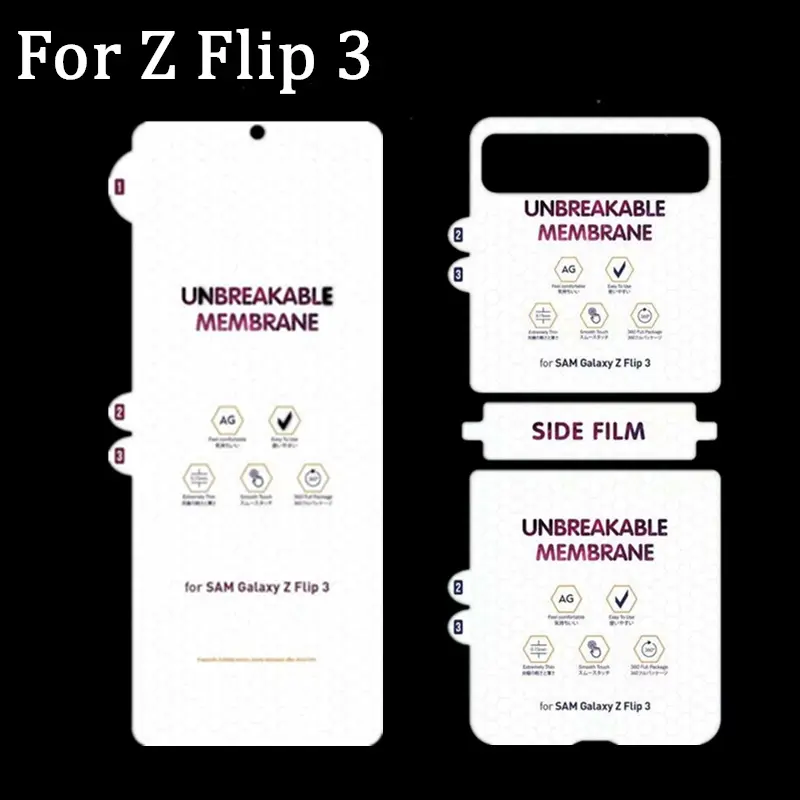 Bảo Vệ Màn Hình Bao Phủ Toàn Bộ Mềm, Dành Cho Samsung Galaxy Z Flip 5 Và Z Flip3, Phim Hydrogel Trước Và Sau Linh Hoạt, Tương Thích Với Samsung Z Flip2 Và Z Flip1, 6 Trong 1 Phone Phụ Kiện Phone Phụ Kiện 1