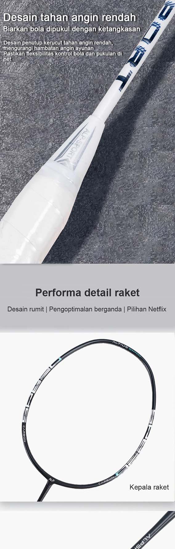 Product Introduction of ALP PS T1100 4U MXH Teknologi Bantalan Raket Ofensif Ringan Profesional Tingkat Kompetisi Kekuatan Dan Kecepatan Tapi Rasa Sangat Ringan Stabil Dan Akurasi Memukul 50T Karbon Penuh G5 raket badminton original import 2024 28
