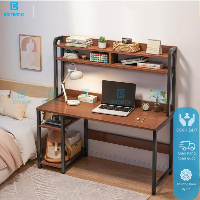 [NỘI THÂT 5C] Bàn học, bàn làm việc liền kệ có giá sách 2 tầng Nội Thất 5C - BH073, kích thước 1m, 1m2 chân sắt hộp 25x25mm sơn tĩnh điện, thiết kế tinh tế hiện đại,mặt gỗ MDF dày 15mm chắc chắn, KHÔNG KÈM GHẾ