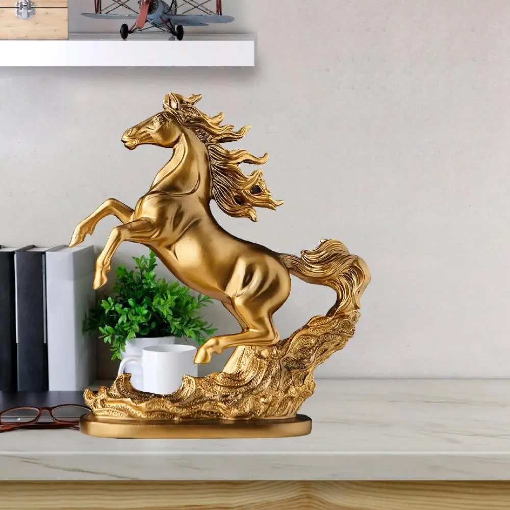 Horse Statue Artwork Modern Resin Figurine for Living Room Bookshelf Bedroom