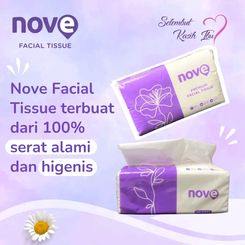 (Paket 10 pcs) NOVE Facial Tissue 180 sheet 2 ply Tisu Wajah Halus Lembut Promo Murah Gratis Ongkir Bisa COD Warna Putih Bersih 3