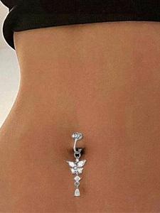 Piercing falso de ombligo, diseño de mariposa, joyería corporal de moda para fiestas, decoración diaria de ropa, joyería comodín y exquisita para regalo
