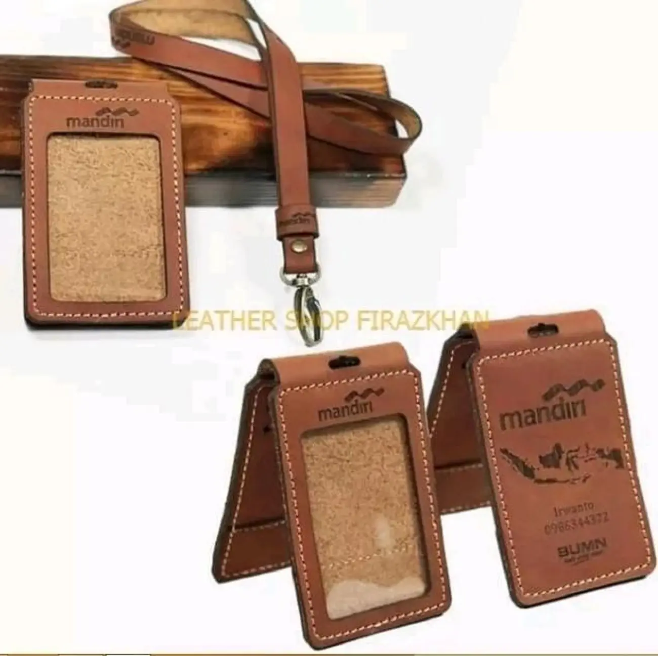 Name Tag Kulit Asli Id card Kulit Asli Castom Logo Dompet Kartu Foto