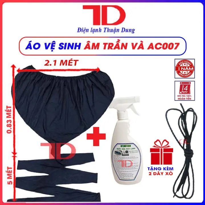Áo vệ sinh máy lạnh chống thấm, túi vệ sinh máy lạnh tại nhà vải tổ ong, TD Thuận Dung