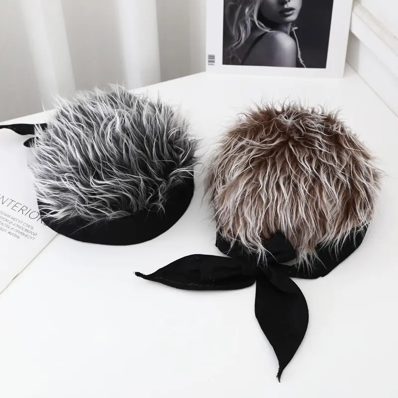 Kreatif kapas kepala topi wig di luar menunggang Tiktok gaya hip hop yang sama topi lucu pasang berbagai topi kongsi 3