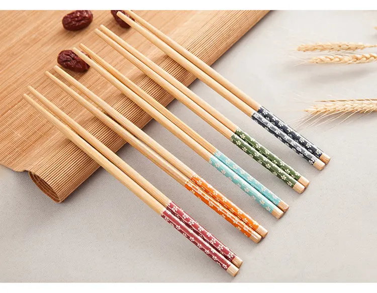 Sumpit Kayu Motif Bunga / Sumpit Kayu / Sumpit Kayu Bambu Motif Hiasan Bunga / Sumpit Makan Food Grade Plastik 2