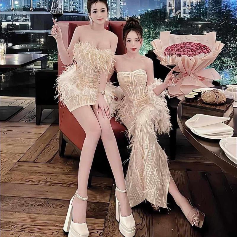 ĐẦM BODY CUP NGUC LÔNG VŨ NHÀ KT CLOTHING  Váy Nữ Dress Women 5