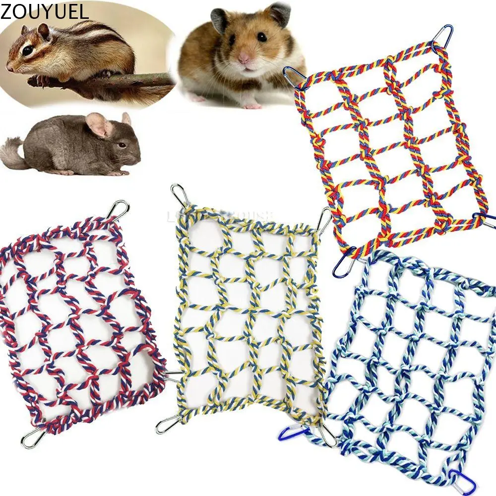 ZOUYUEL Bird Accessories Weave Pet Climb Net Nylon Colorful Pet Swing Play Rope with Hooks Durable Bird Climbing Ladder Parrot Hamster Squirrel