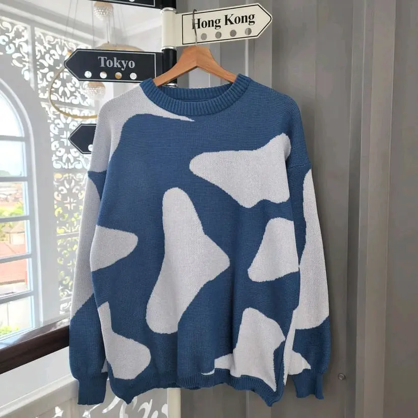 Sweater Rajut Katun Wanita  / Sweater Rajut Katun Korea Tebal Santai Baju Panjang
