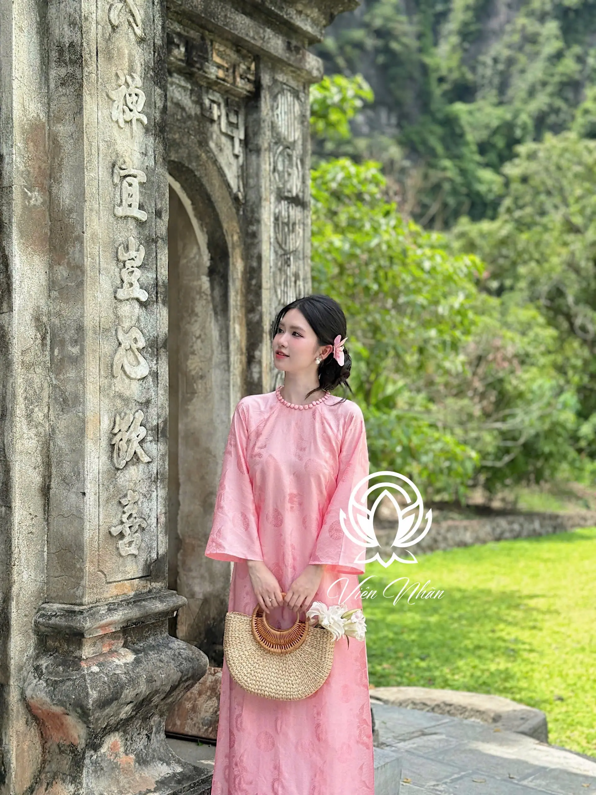 [KHÔNG KÈM QUẦN] Áo dài suông Viên Nhãn chất vải lụa tơ tằm cao cấp cách điệu họa tiết phượng thọ đính cúc cổ năng động trẻ trung