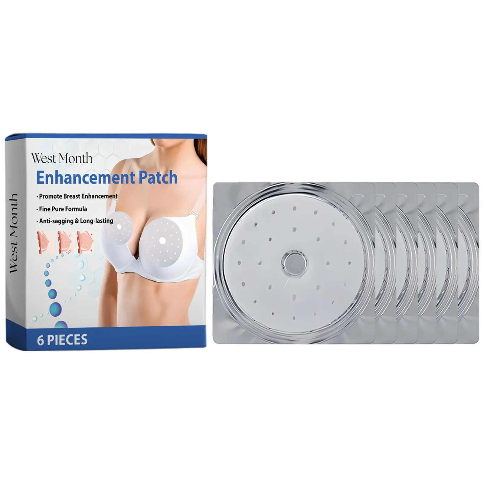 Breast Lifting Patch, 6 Counts/box Natural Extracts Breast Patches, Moisturizing Breast Care Patch, Women's Breast Care Product