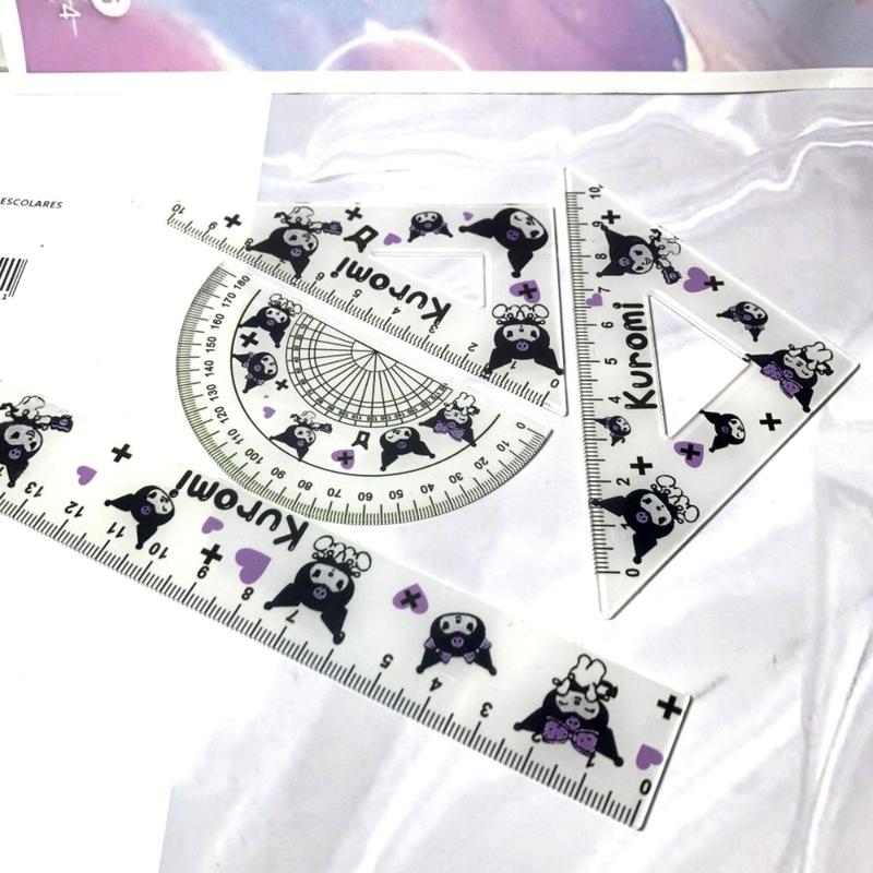 Product Introduction of Cute Loopy Student Ruler Stationery Set Cute Crayon New Print Children's Measuring Triangle Rulers 15