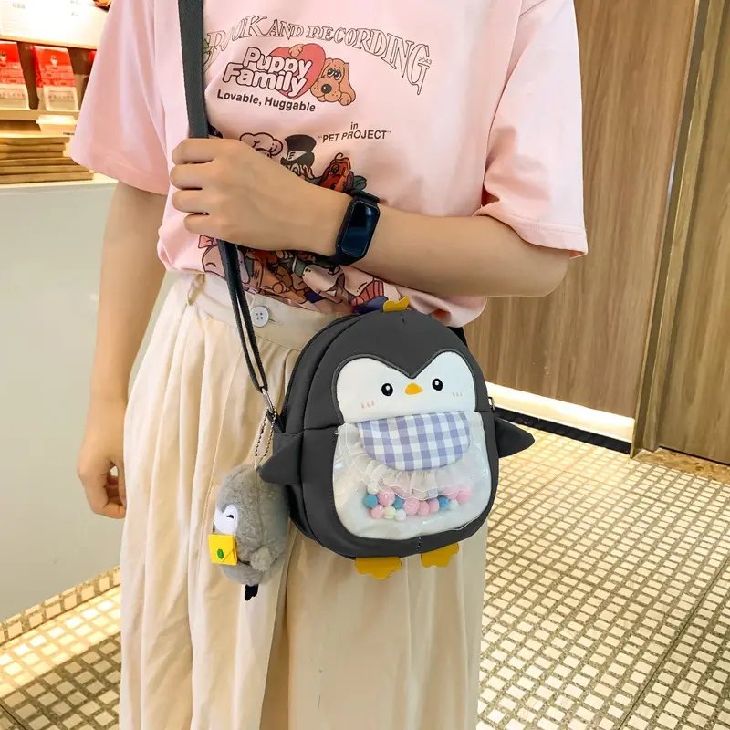 Túi Messenger Hình Chim Cánh Cụt Hoạt Hình, Thiết Kế Dễ Thương, Thích Hợp Cho Bé Gái, Phong Cách Thường Ngày Túi Đeo Vai Đầy Màu Sắc, Hợp Xu hướng Và Dễ Phối Đồ Túi Du Lịch, Mới Năm 2024
