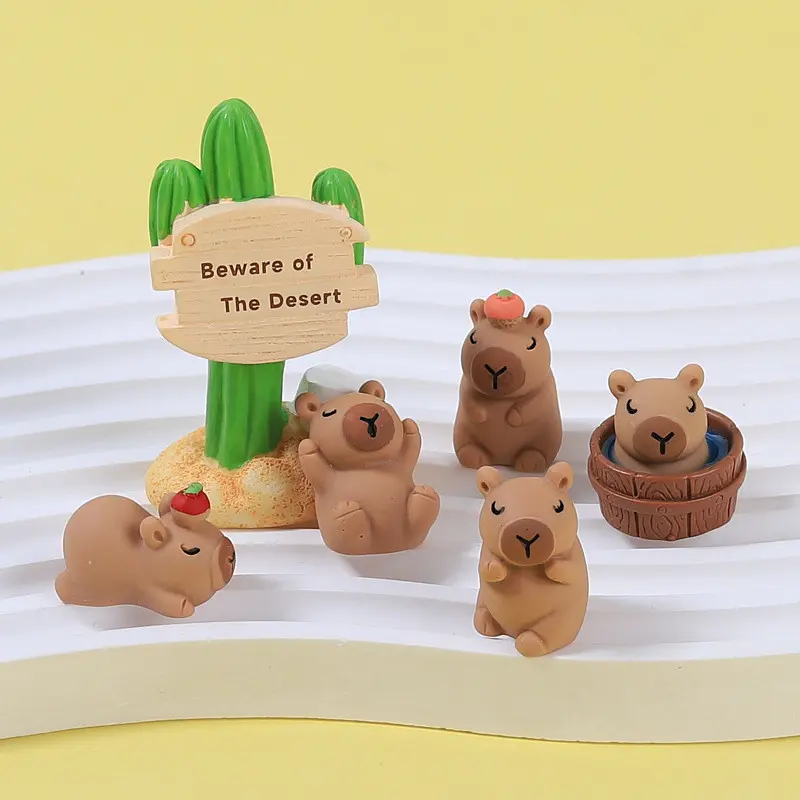 set 5 Capybara Hình Động Vật Mô Hình Mini Kapibare Nhân Vật Hành Động Đồ Chơi Nhà DIY