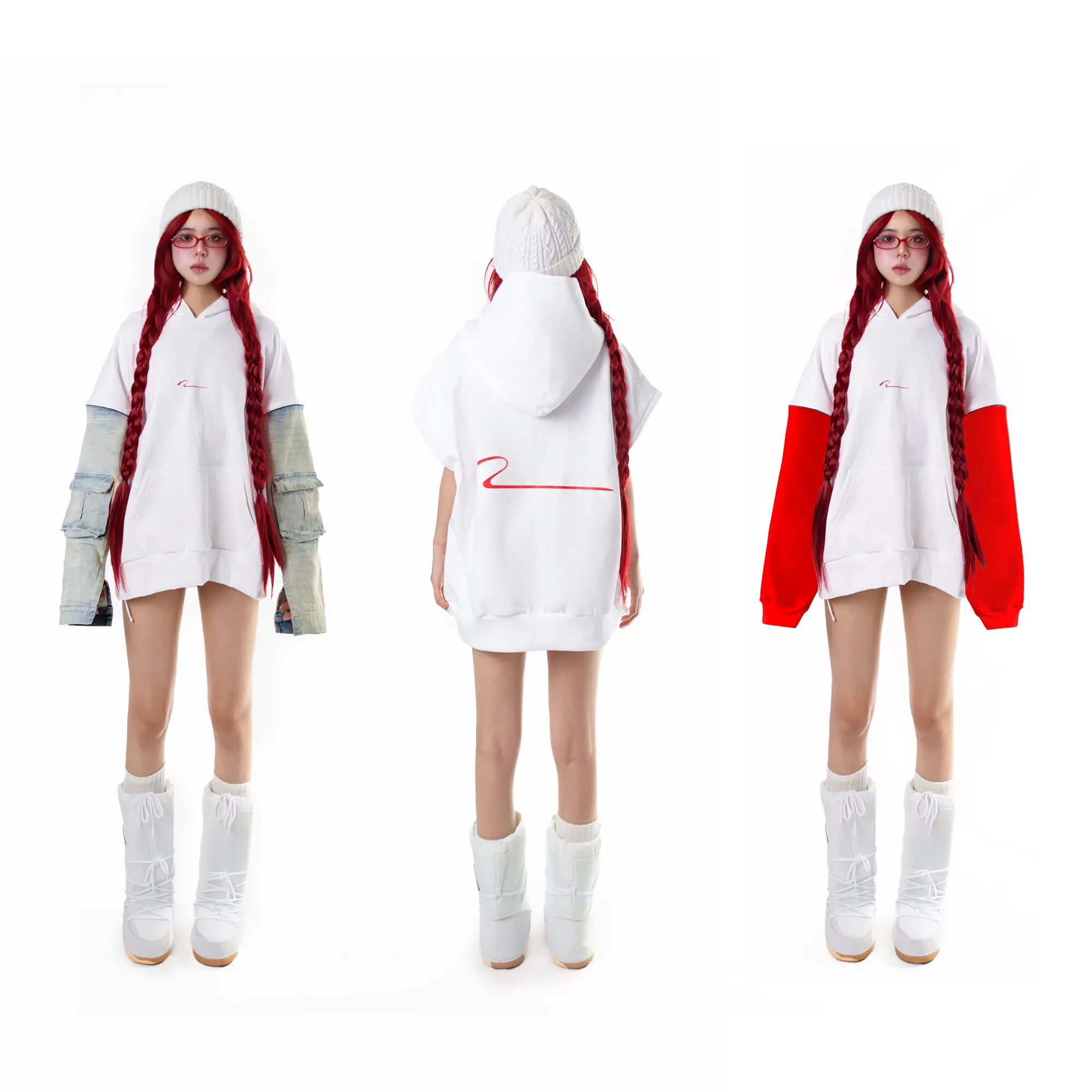 ÁO HOODIE MẶC ĐƯỢC 6 KIỂU - TAY ZIP THÁO RỜI  Cotton