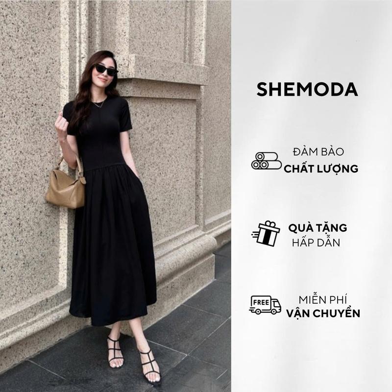 Váy liền thân LONG CLASSIC DRESS - Váy ngắn tay dáng dài cho Nữ phong cách hiện đại trẻ trung