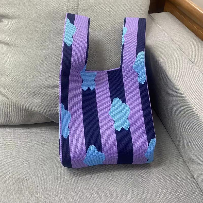 Product Introduction of Ins Internet Celebrity Handbag for Women Knitted Bucket Bag Korean and Japanese Style Versatile Handheld Casual Tote Bag Lunch Bag 4