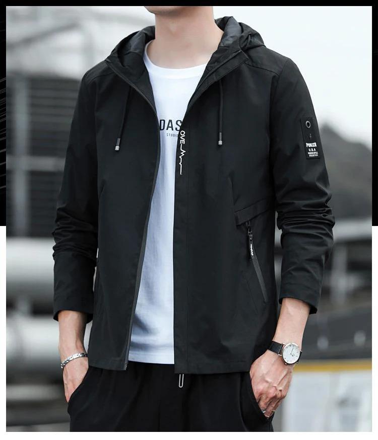 Product Introduction of Casual Men's Hooded Bomber Jacket Windbreaker Coat 2023 Autumn Outwear Menswear Tops Lingerie Longsleeve Pocket Operator 8