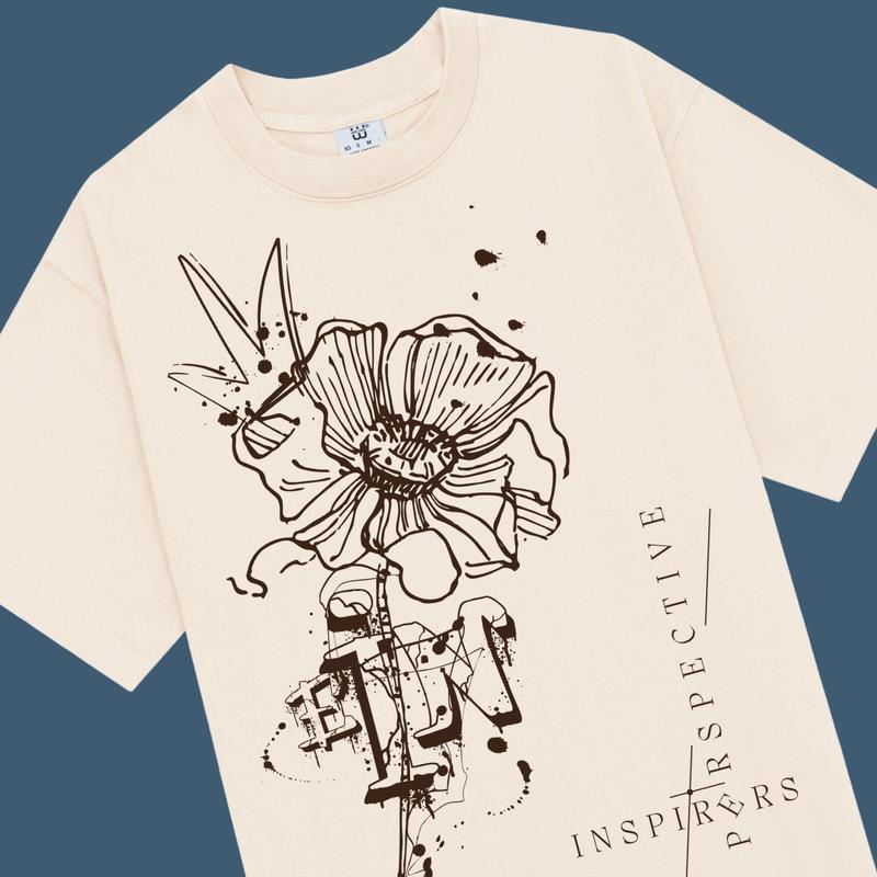 Áo thun, Áo phông local brand THE WEINS, mẫu Inspiring Flower, áo thun form rộng , cổ tròn basic, form oversized, vải  cotton compact extra co giãn 2 chiều thấm hút chất lượng cao cho nam, nữ Menswear 3
