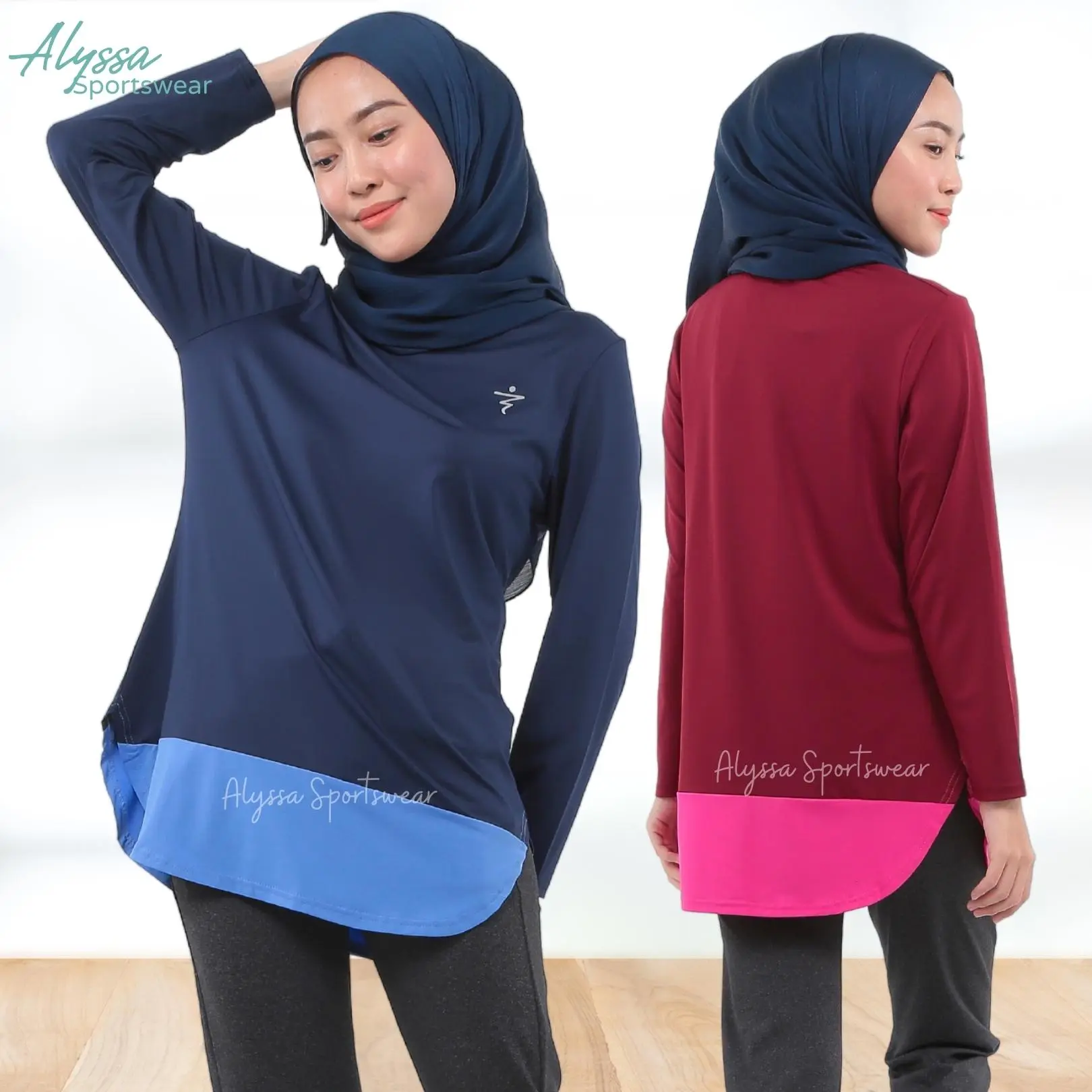 Jersey Muslimah 2 Tone Curve (M-3XL) Sport