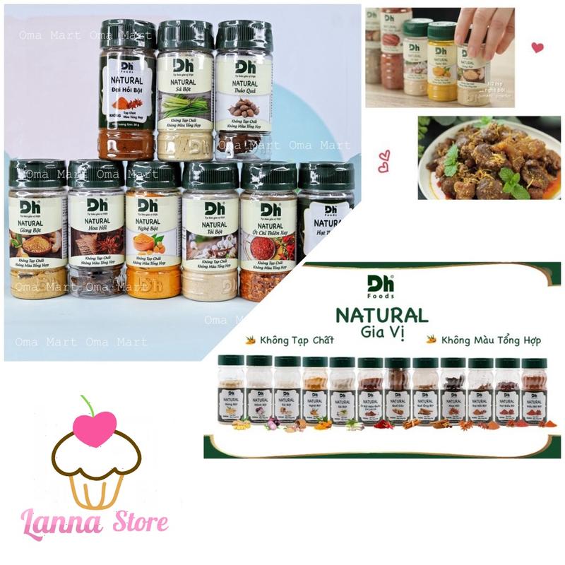  Gia vị tự nhiên bột sả nghệ gừng hành tỏi tiêu ớt quế điều đỏ DH Food Natural Cay Sen 