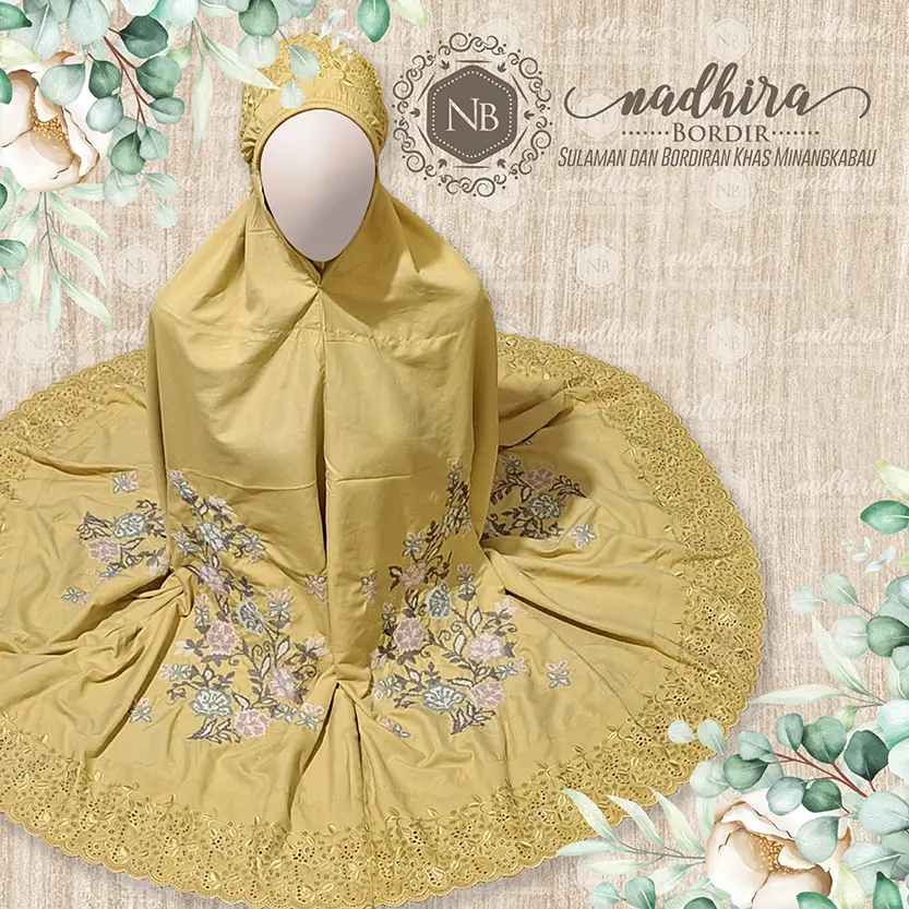 MUKENA KHADIJAH BORDIR STRIMIN / MUKENA KHADIJAH / MUKENA BORDIR / MUKENA BUKITTINGGI * Mukenah Atasan Bawahan Katun Rayon Panjang Muslim Dewasa Nyaman