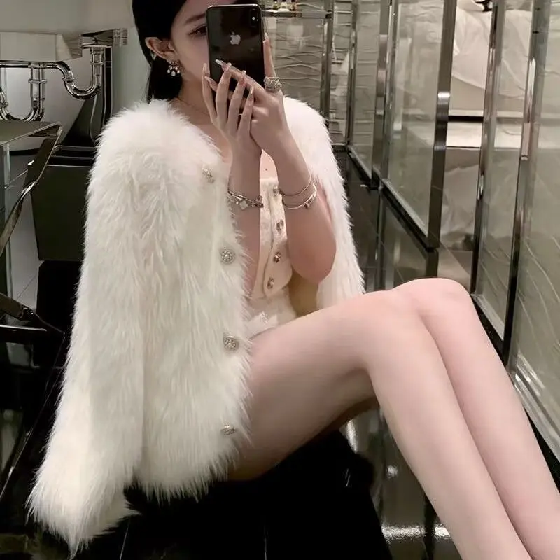 Áo Khoác Len Cardigan Dệt Kim, Len Như Lông Chồn, Dành Cho Nữ, Phong Cách Hàn Quốc Mùa Xuân, Hàng Mới Về Năm 2025, Ngắn, Ngọt Ngào, Hàng Châu Âu, Mềm Mại Và Nếp Women Top 1