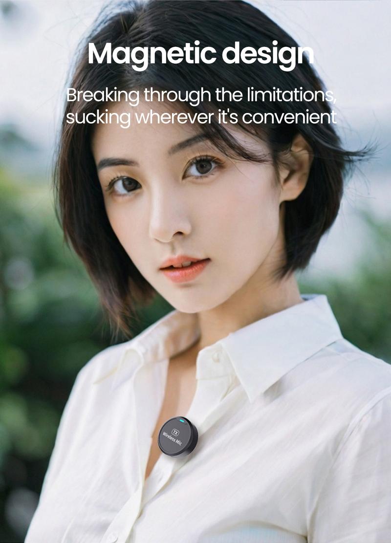Product Introduction of M1 wireless magnetic button microphone, compatible with iPhone, iPad, Type-C,for live streaming, interviews, Vlog recording, audio recording, portable mini microphone, plug and play noise reduction 80